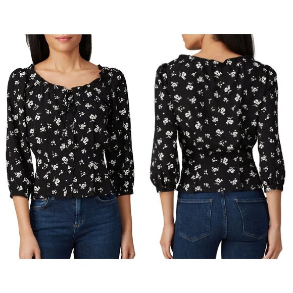 Sweet Baby Jamie Black Floral Tie Top - Picture 1 of 11